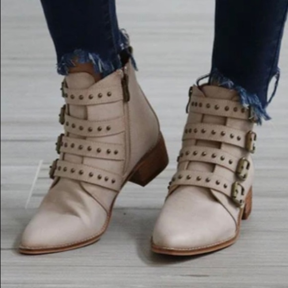 Becky Buckle Strap Motorcycle Boots, 5.5
